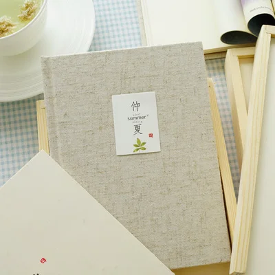 

New Arrival Notebook Wooden Box Beautiful illustrations Canvas Diary Notebook Notepad Korea School Supplies Stationery Cute
