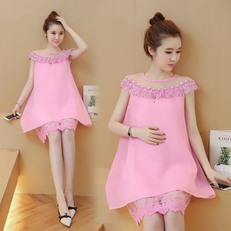 

wholesale maternity clothing latest fashion short sleeve lace crochet hem pregnant women dresses