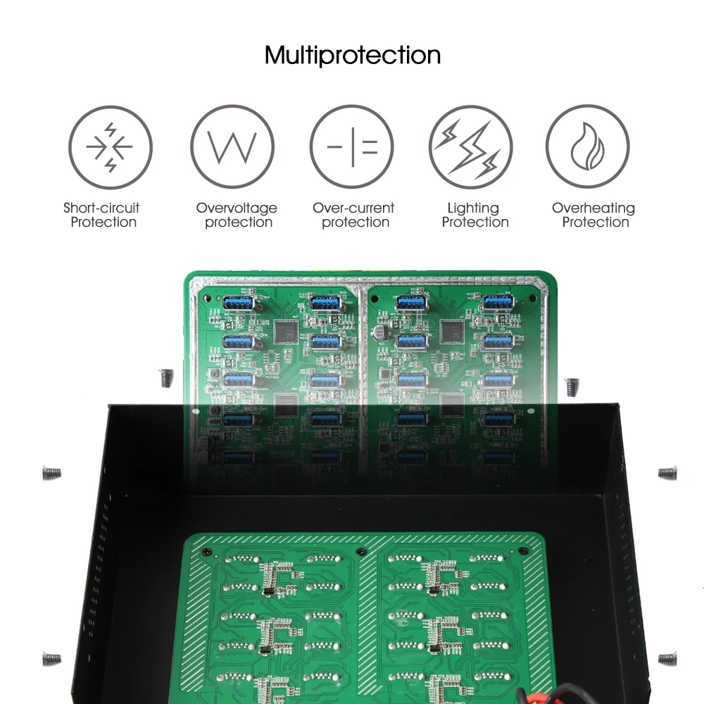 Sipolar A-223, промышленные 20 портов, USB 3,0, многопортовые, USB зарядное устройство, станция с 200 Вт, блок питания, зарядка для телефонов, планшетов