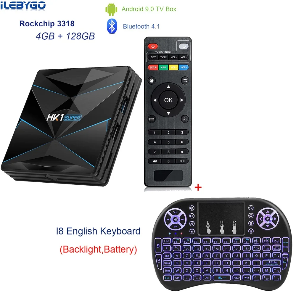 HK1 супер Android 9 0 ТВ бокс на Rockchip RK3318 4 Гб ram 128G rom USB 3 2 4G/5G двойной wifi BT4.0 HDR K 3D набор