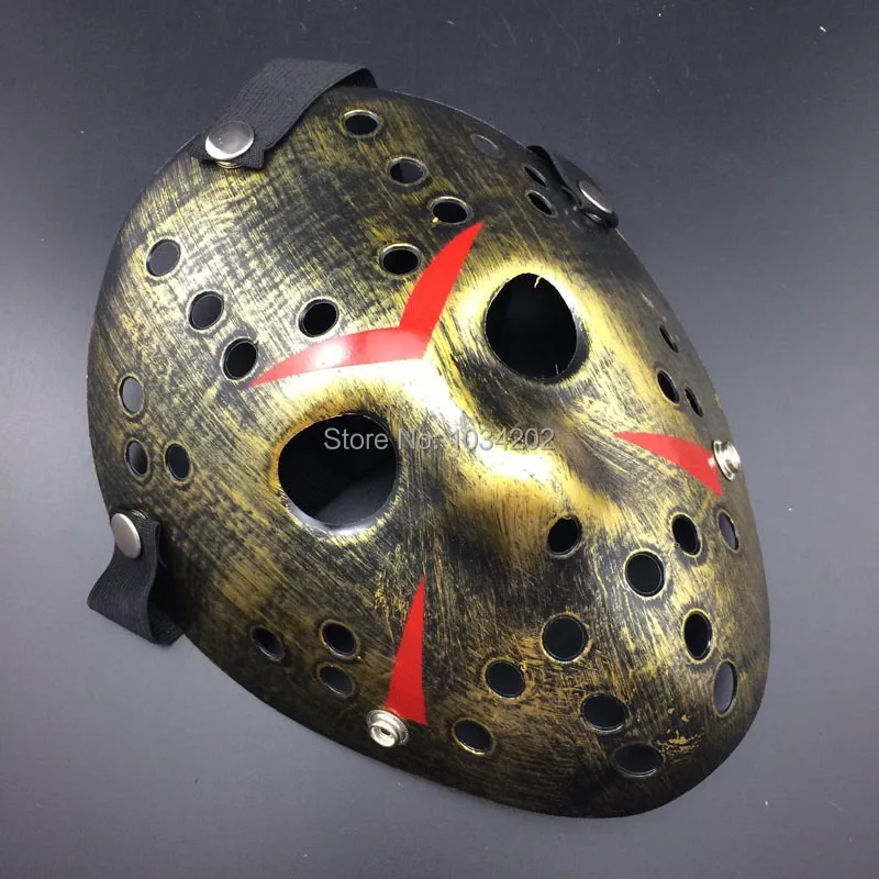 Золотые винтажные Вечерние Маски с украшением Jason Voorhees Фредди хоккейный фестиваль Хэллоуин маскарад маска