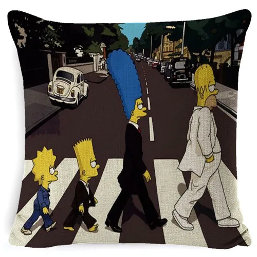 Светло-коричневый FOKUSENT Семья комедийные Юмор The Simpsons мультипликационный персонаж изображения Подушка Чехол Украшение Дома Наволочка на подушку «Симпсоны» вентиляторы - Цвет: Светло-коричневый