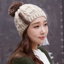 BomHCS, Зимний Теплый головной убор для девушки ручной работы трикотажные шапки без полей шапки