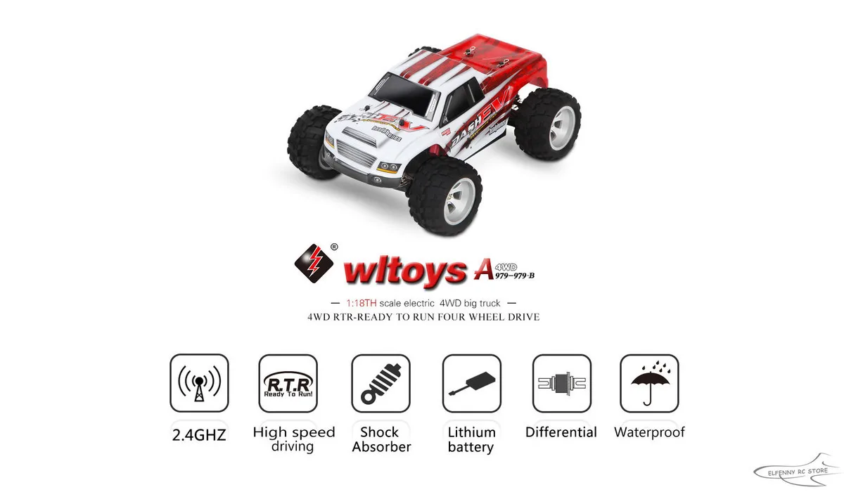 70 км/ч, Новое поступление 1:18 4WD RC автомобиль Wltoys A979-B 2,4G на радиоуправлении высокоскоростной грузовик багги внедорожника VS A959