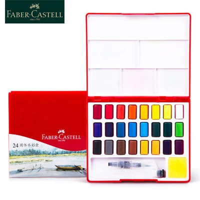 Faber Castell воды Цвет Краски 24/36/48, набор, Одноцветный Рисование акварелью набор коробка яркие Цвет Портативный воды Цвет пигмент - Цвет: 24colors