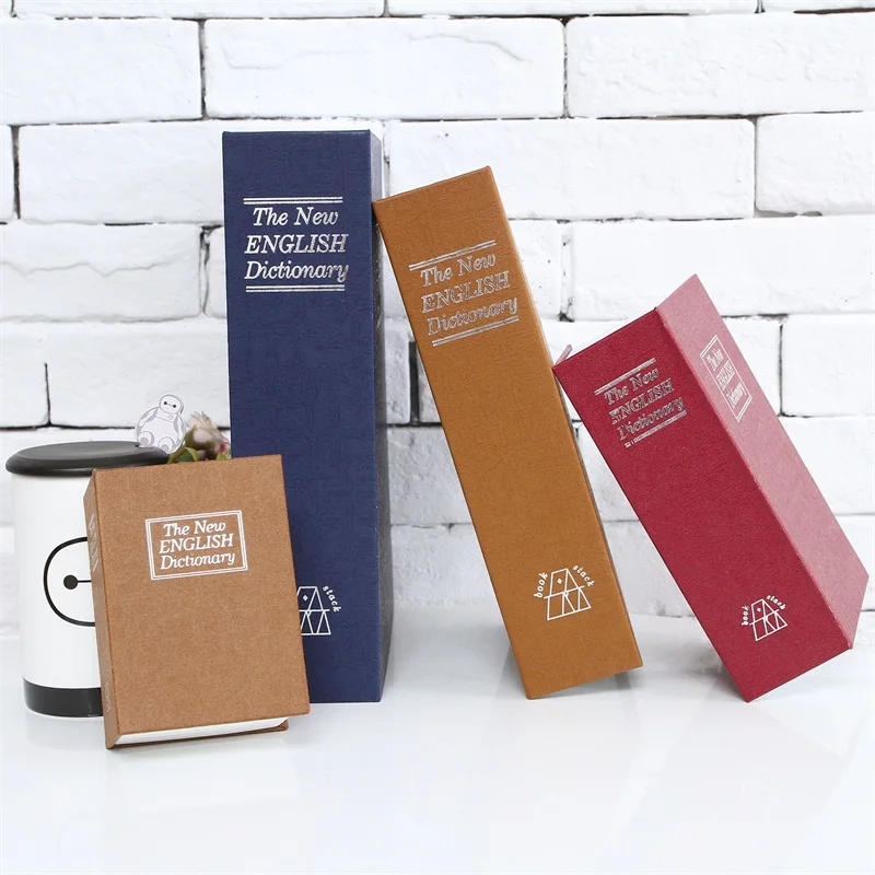 Size L 4/Color Hidden Box Lock Key English Dictionary Strong Steel Home Office Caravan Money Jewelry Phone Storage Safe Box