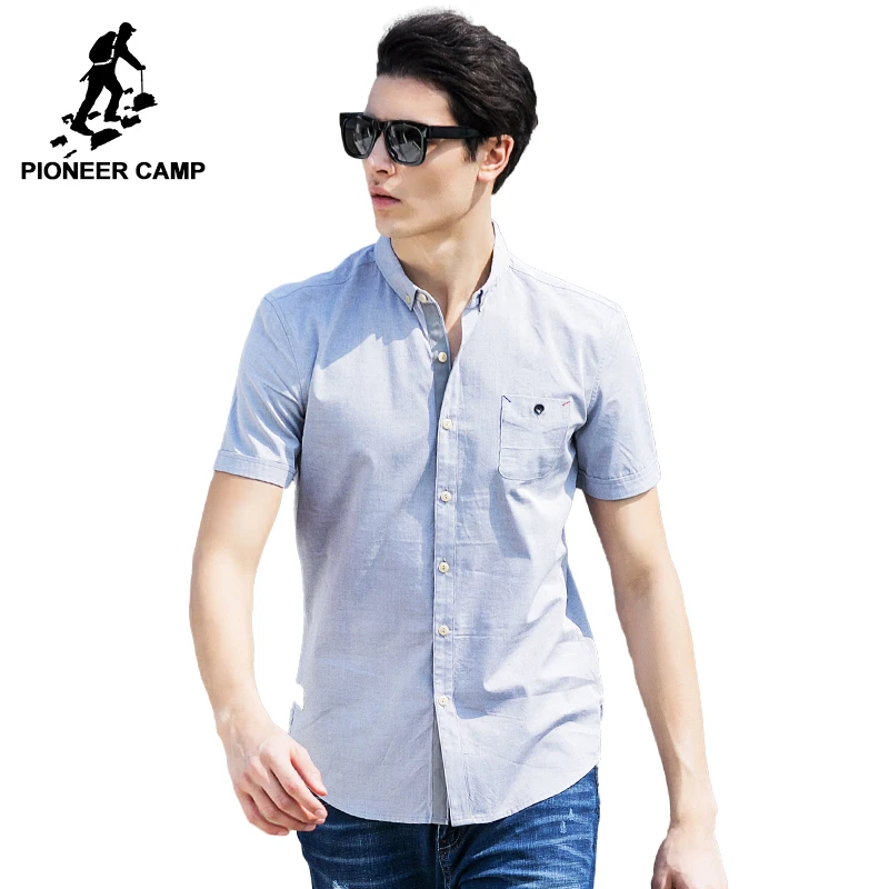 

Pioneer Camp 100% Cotton Oxford Men Shirt Slim Fit Camisa Masculina Street Soft Chemise Homme Shirt 666210