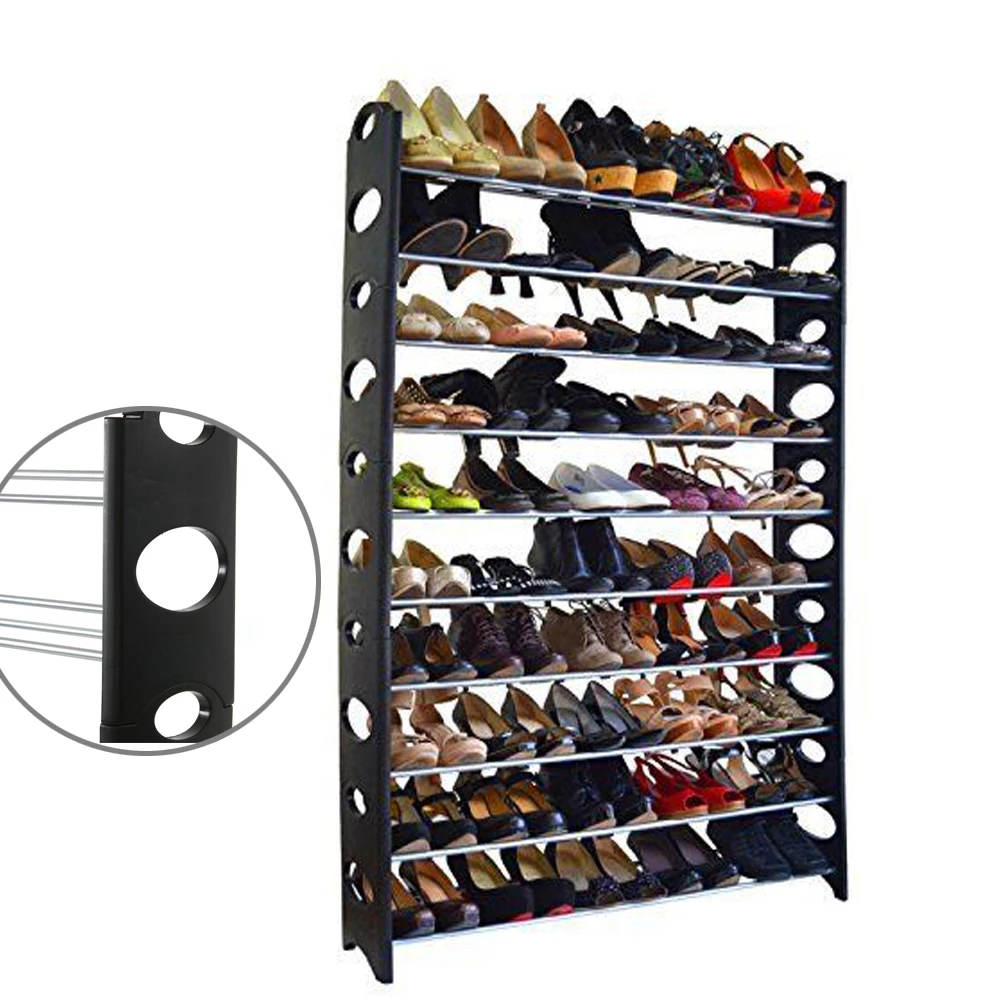 50 Pair 10-Tier Shoe Rack Shelf Storage DIY Large Shoe Cabinet Tower Shoes Organizer Space Saving Furniture for Home - US Stock