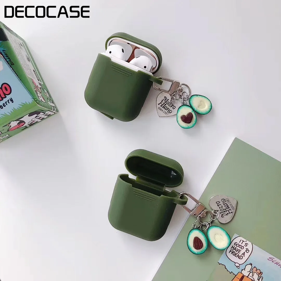 Decocase зеленый авокадо ТПУ силиконовый Bluetooth беспроводной чехол для наушников AirPods