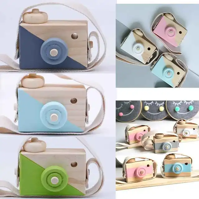 Children Wooden Camera Toys Hanging Camera Photography Decoration Children Educational Toys for kids Birthday Christmas Gifts 2