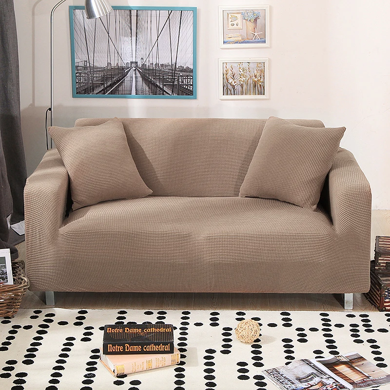 

Classic Popcorn Solid Color Spandex Elastic Sofa Protector Slipcover Cosy Soft Microfiber Washable Anti-dirty Stretch Sofa Cover30