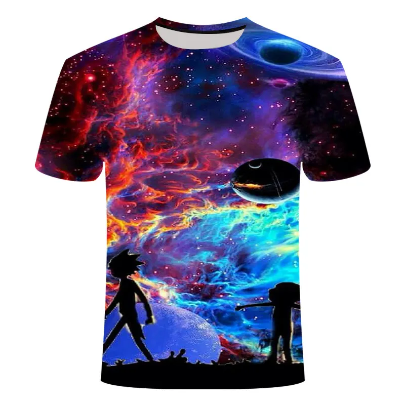 Rick and Morty/Новая забавная футболка с аниме, Мужская 3D футболка, Летняя короткая футболка, мужские топы с круглым вырезом, крутые аниме, с изображением неба - Цвет: TX044
