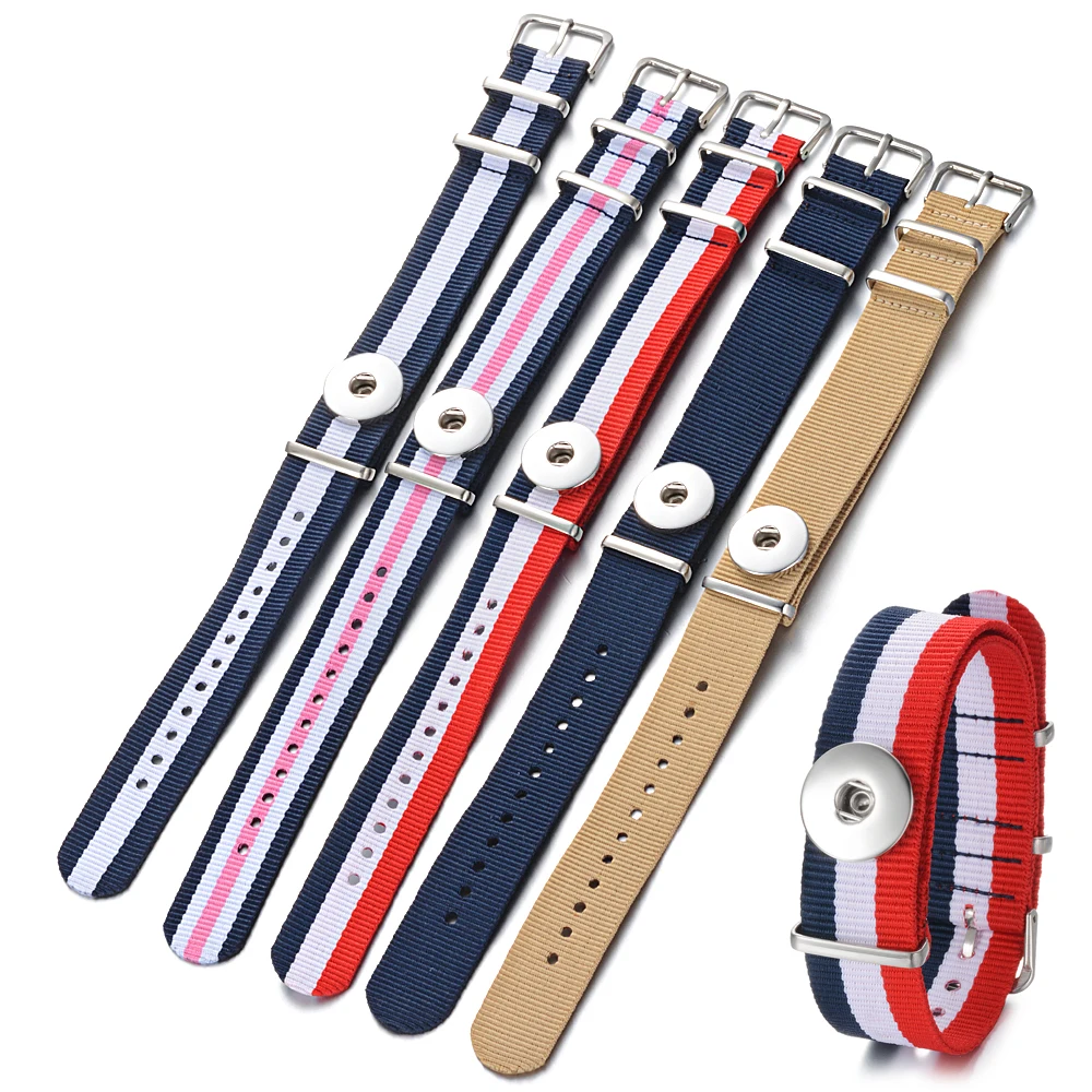 

Nylon Bracelet Ginger Snap Jewelry Vocheng Interchangeable for 18mm Button Weave Straps Band NN-716