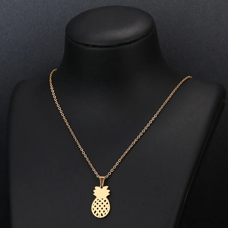 Hibobi Stainless Steel Necklace Women Jewelry Pineapple Trendy Necklaces Pendants Chain Donot Fade Valentine's Day Gift (6)