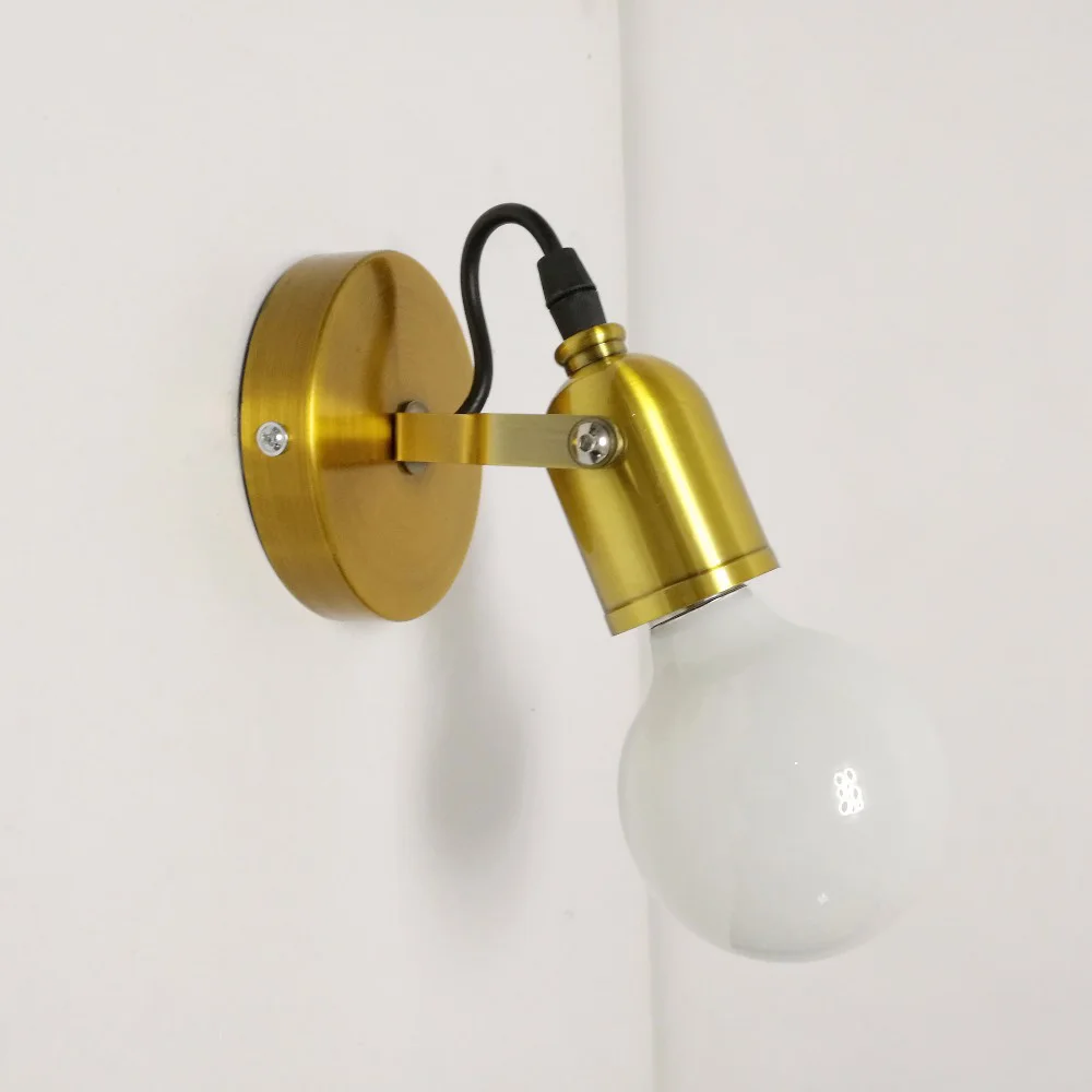 Vintage Gold Wall Lamp Bedroom Loft Adjustable Wall sconce Bedside Wall Light Ceramic Lamp Holder Industrial Wall Mount Light (17)