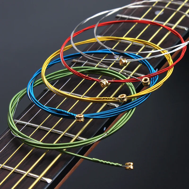 

Acoustic Guitar Strings set A407 6pcs/set Multi Coloured Rainbow Colourful Acoustic Wound Guitar String Steel