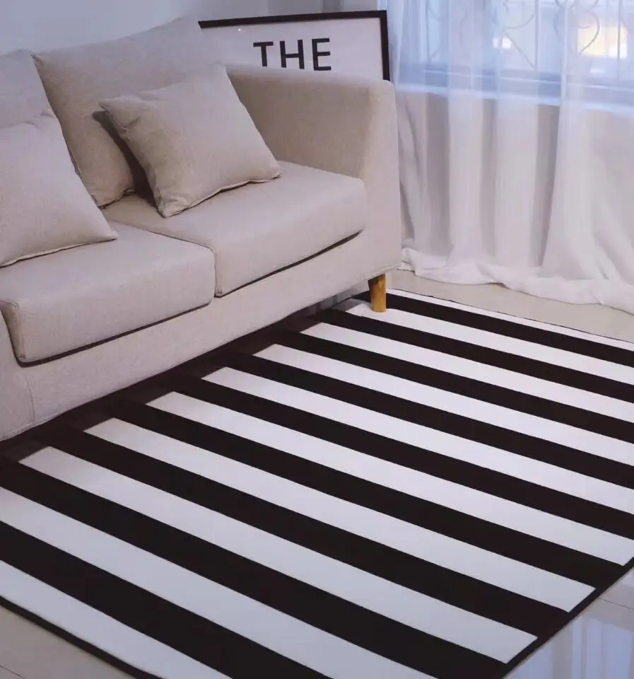 Простые черные/белые полосатые коврики для гостиной, дома, спальни, коврики и ковры для детской комнаты, для кабинета, коврик для кофейного столика