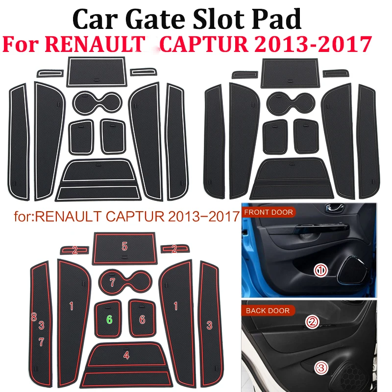 

11pcs/set Anti-Slip mat anti slip Non-slip gate slot cup pad door Interior decoration acccessories For RENAULT CAPTUR 2013-2017