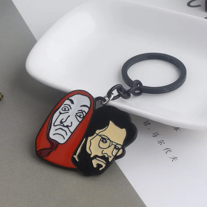 Фильм La casa de papel брелок Dali профессора изображение красная эмалированная маска
