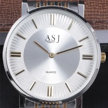 

ASJ Men Watches Top Brand Luxury Simple Dial Ultra Thin Clock Male Steel Strap Casual Quartz Watch Men Dress Wrist Watch