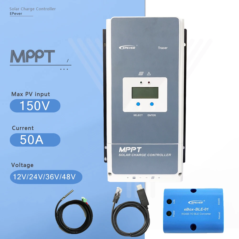 EPever Tracer5415AN 50A солнечное зарядное устройство MPPT контроллер 12 В 24 в 36 в 48 в авто для Max 150 в солнечная панель Входной регулятор высокого качества - Цвет: 5415AN-BLE-RS485-TSR