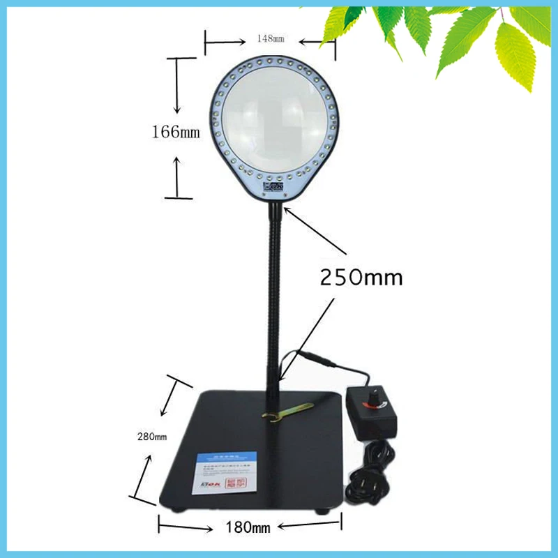 36 LED Illuminated 8X Desktop Magnifying Glass Free Angle Adjustment Magnifier PCB SMD