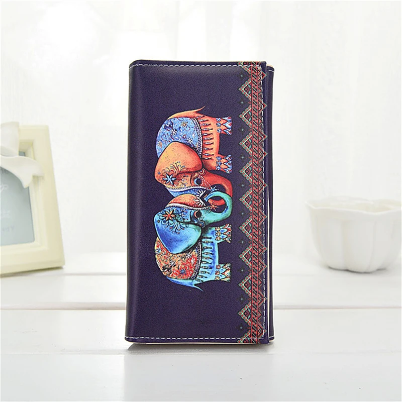 Женский кошелек Carteras Mujer цветной Прямоугольник С Рисунком Слона|Кошельки| |