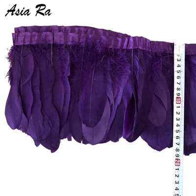 Глубокий зеленый крашеный натуральный и настоящий крафт гусиное перо отделка 6-8 дюймов diy гусиное перо отделка бахромой костюмы шитье из кружева ремни - Цвет: purple