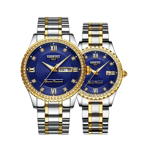 NIBOSI Feminino любителей часы для мужчин кварцевые календари сталь водостойкие Пара часы для мужчин женская одежда для мужчин часы Reloj Hombre Mujer - Цвет: B