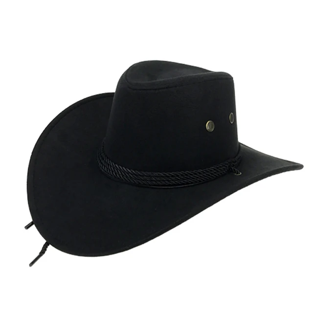 Faux Leather Western Cowboy Hat Men Women Cool Cap Retro Vintage Riding