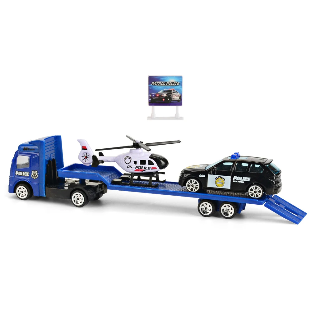 Грузовик модели игрушечных автомобилей для мальчиков Детский подарок 1: 64 бортовой прицеп игрушка грузовик сплав прицеп каток экскаватор погрузчик - Цвет: A4