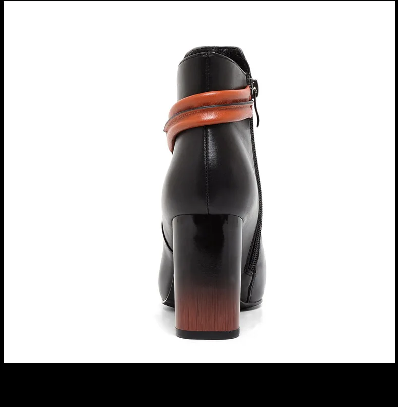 MYCOLEN 2018 Брендовая дизайнерская обувь черный Элитный бренд Модные Кожаные полуботинки ретро квадратный носок коренастый ботинки на молнии