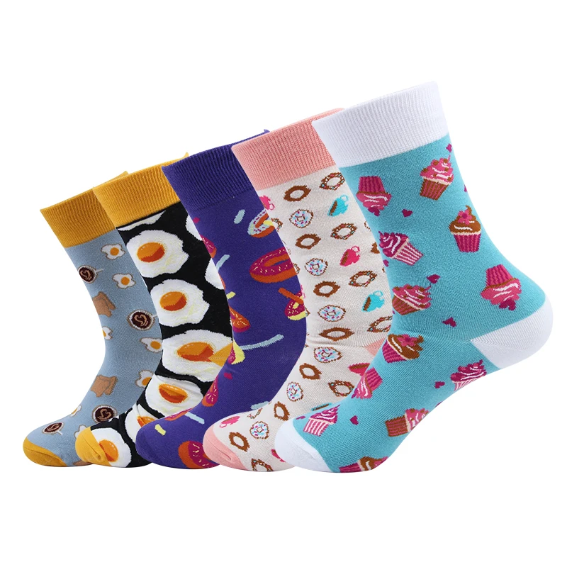 JULY'S SONG Happy Socks, Женские Смешные художественные носки, Мультяшные зимние теплые милые розовые суши носки, пончики, тост, Grappige Sokken