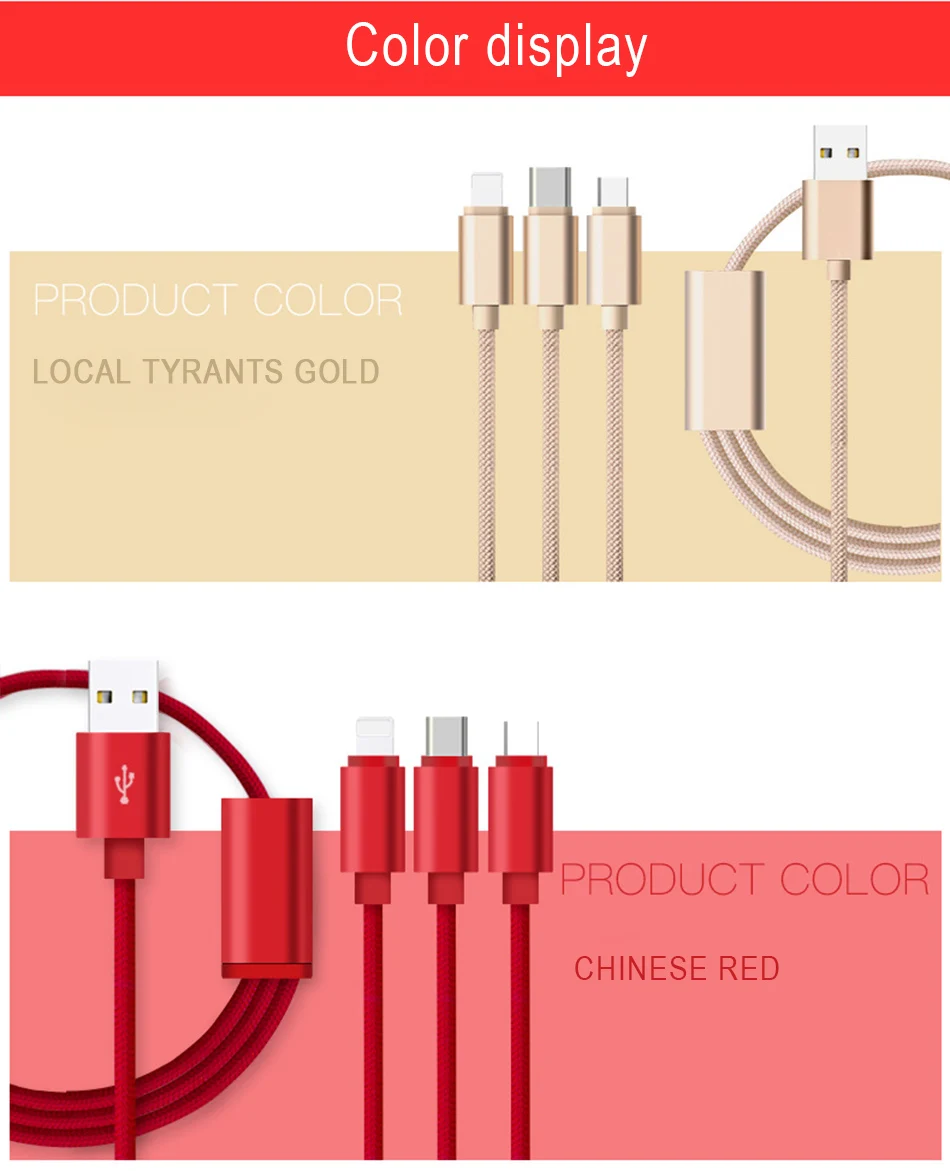 NOHON 3 in 1 USB Cable for iPhone X 8 7 6s Plus Cable Micro USB Type C Cable for Samsung S9 S8 Fast Charging Cable Charger Cord (9)