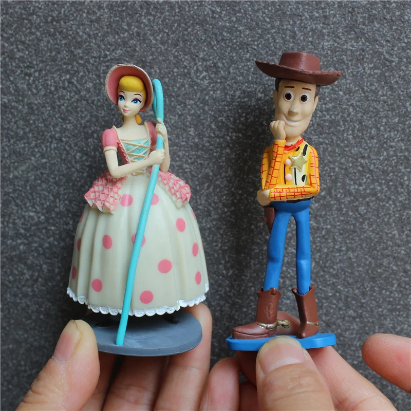 

2piece/lot 8cm Toy Story 4 woody and Bo Peep PVC Action Figure Toy Woody's girlfriend shepherdess Figures Model Doll