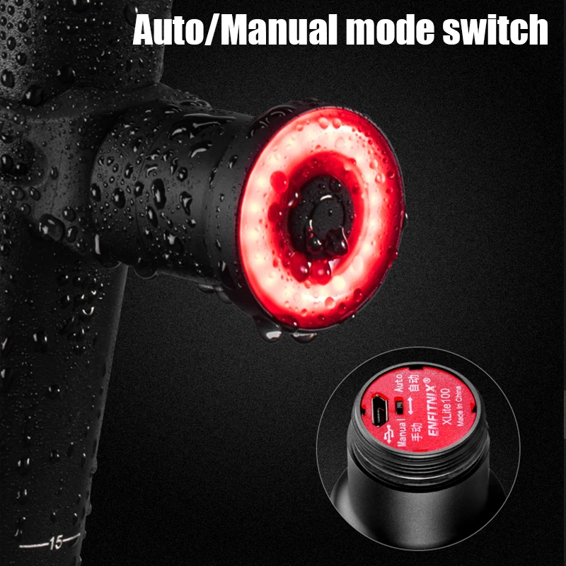 Excellent Enfitnix Cycling Bike Smart Tail Light XLite100 Bicycle Brake Sensing LED Flashlight USB Charge IPX6 Auto Start/Stop Rear Light 4