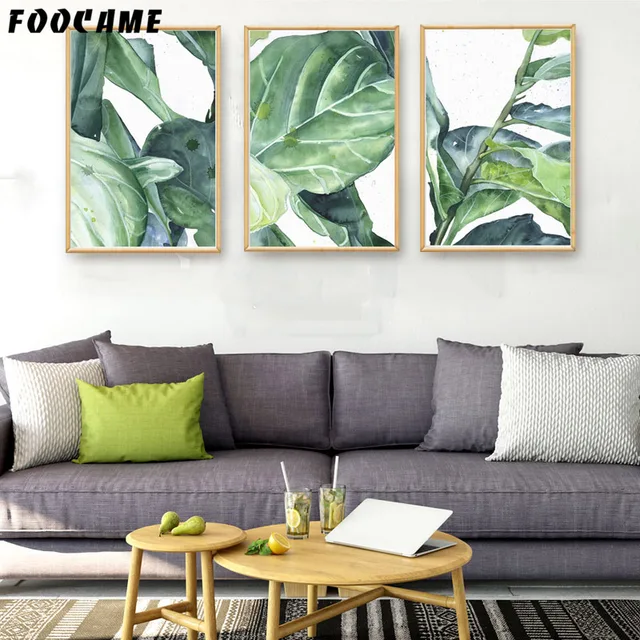 foocame tropical plants banana leaves ink posters and prints art