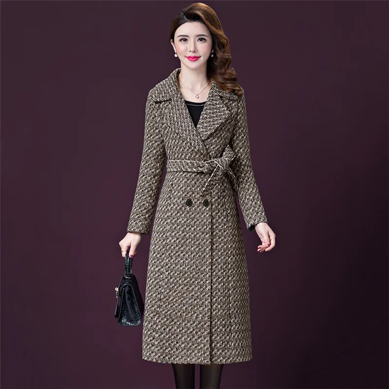 Femelle Fc57 Taille Automne Femmes À Grande Treillis De Laine Hiver Color Photo Veste Boutonnage Épais Survêtement Longue Manteau Double Nouvelle 2019 qA7wqUa1