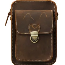 Брюки, головной убор, сумка для мобильного телефона, новая кожаная поясная сумка crazy horse, мужская сумка в стиле ретро 1123