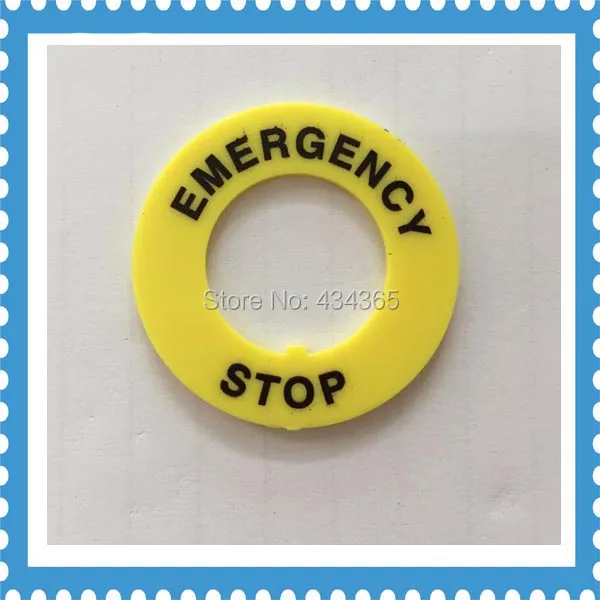 

50 x 60mm Outer Diameter 22mm ID Yellow Push Button Switch Accessory Emergency Stop Warning Round Ring Plate