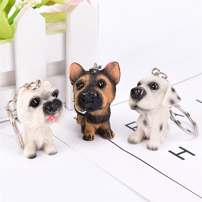 

1pc 3D Cute Dog Key Chain Animal Keyring Holder Pom Gift For Women Girl Bag Charms Keychains For Car 10*10*5 CM