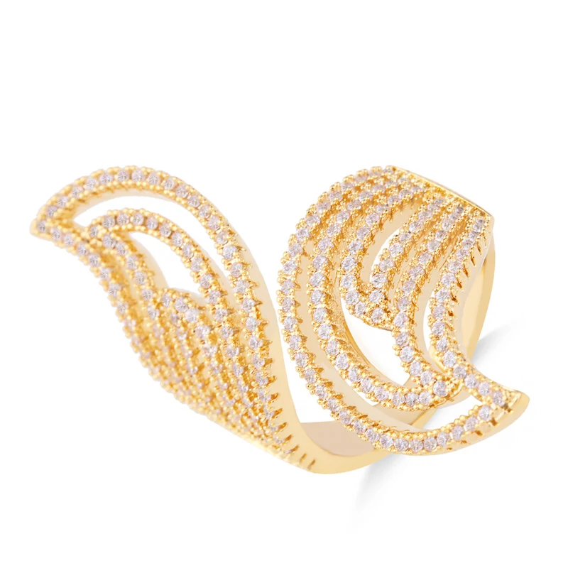 OCESRIO, регулируемые золотые длинные кольца на палец для женщин, Zinconia Fire Warp, кольцо для женщин, обручальные кольца, ювелирные изделия в стиле бохо, rig-f56 - Цвет основного камня: Gold