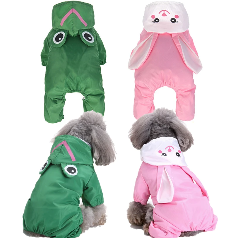 かわいいカエルウサギレインコート犬透明犬レインコート防水フード付きためマント夏の服ドロップシッピング40at14 Dog Raincoats Aliexpress