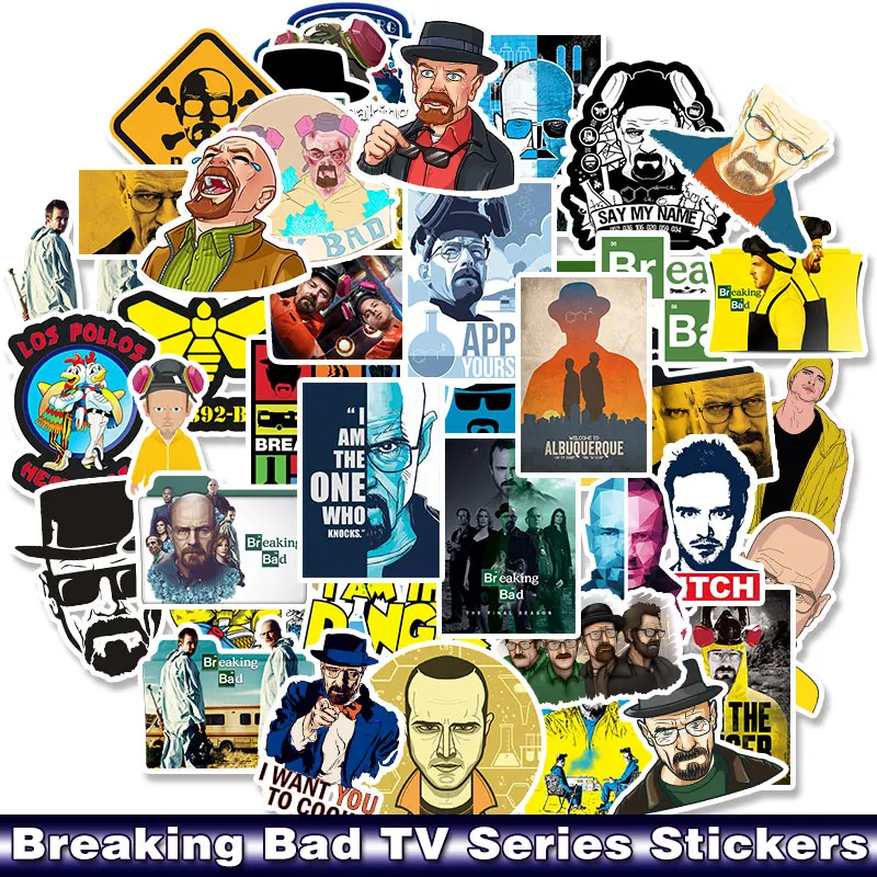 

50pcs/pack Breaking Bad Graffiti Stickers American TV Series For Luggage Laptop Skateboard Moto Bicycle Guitar Fridge Stickers