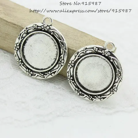 12pcs 12mm Charm Hollow Round Pendant Base Setting Cabochon Pendant Blank Trays