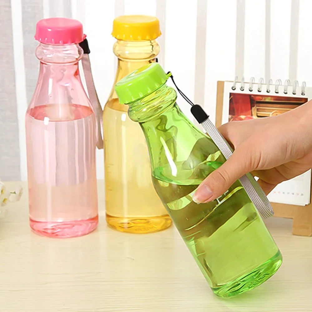 

Urijk 550mL Candy Colors Portable Water Bottle For Travel Camping Running Unbreakable Frosted Leak-proof Plastic Kettle Cup