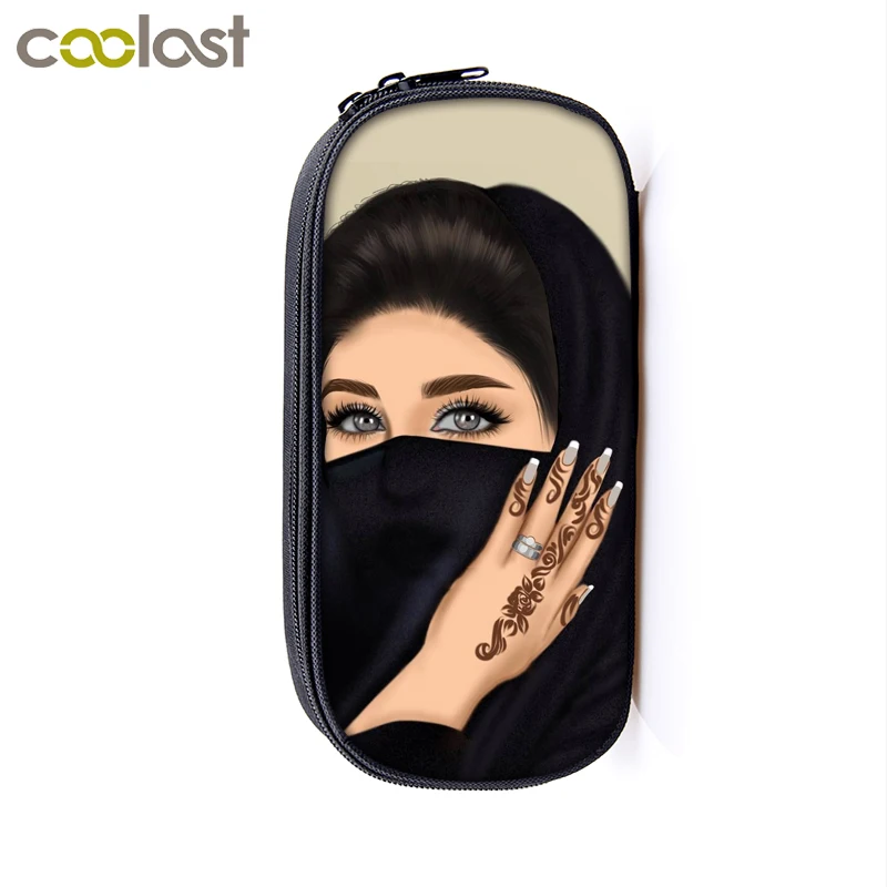 Хиджаб уход за кожей лица мусульман, Gril/глаза косметические чемоданы брюки-карандаш для девочек держатель для женщин макияж мешок Дети Карандаш сумка, школьные принадлежности подарок - Цвет: qbbMuslimgirls14