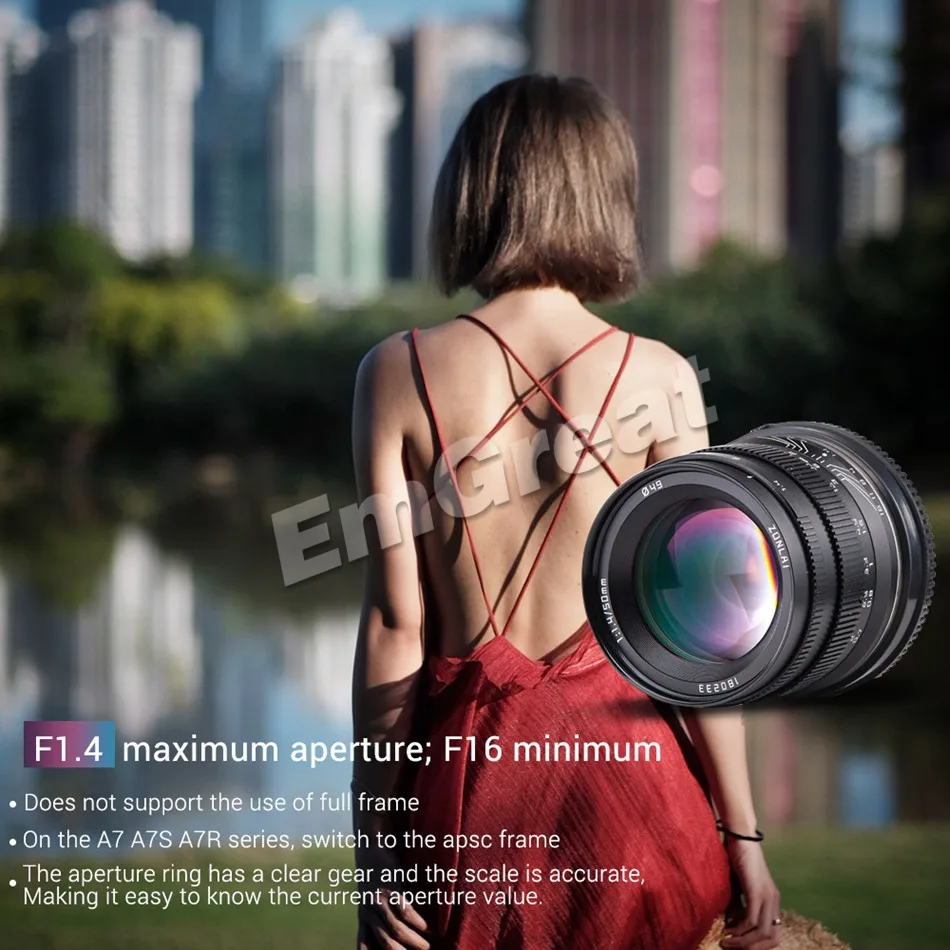 Zonlai 50 мм F1.4 Prime объектив с большой апертурой ручной фокусировки объектив 195g для sony E-mount для Fuji Canon EOS-M Mount беззеркальная камера