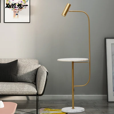 

Modern Simple Floor Lamp with metal table marble base Coffee Table Standing Light Fixture Living Room Study Bedside Reading Lamp