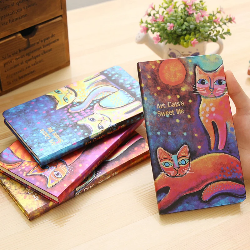 

Portable Cartoon Office Stationery 40K Notebook Journal Cute Art Cats Periodical Diary Planner Sketchbooks Notebooks Agenda
